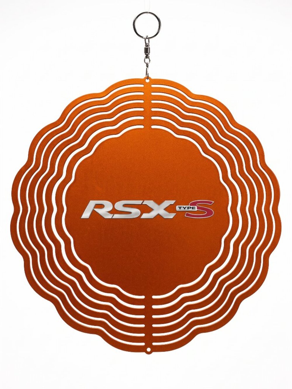 10" Acura RSX Type S Kinetic Wind Spinner - Orange Metal Hanging Yard Decor